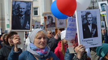 Около 6 тысяч горожан прошло с портретами своих ветеранов – участников сражений в годы Великой Отечественной войны по центральным улицам